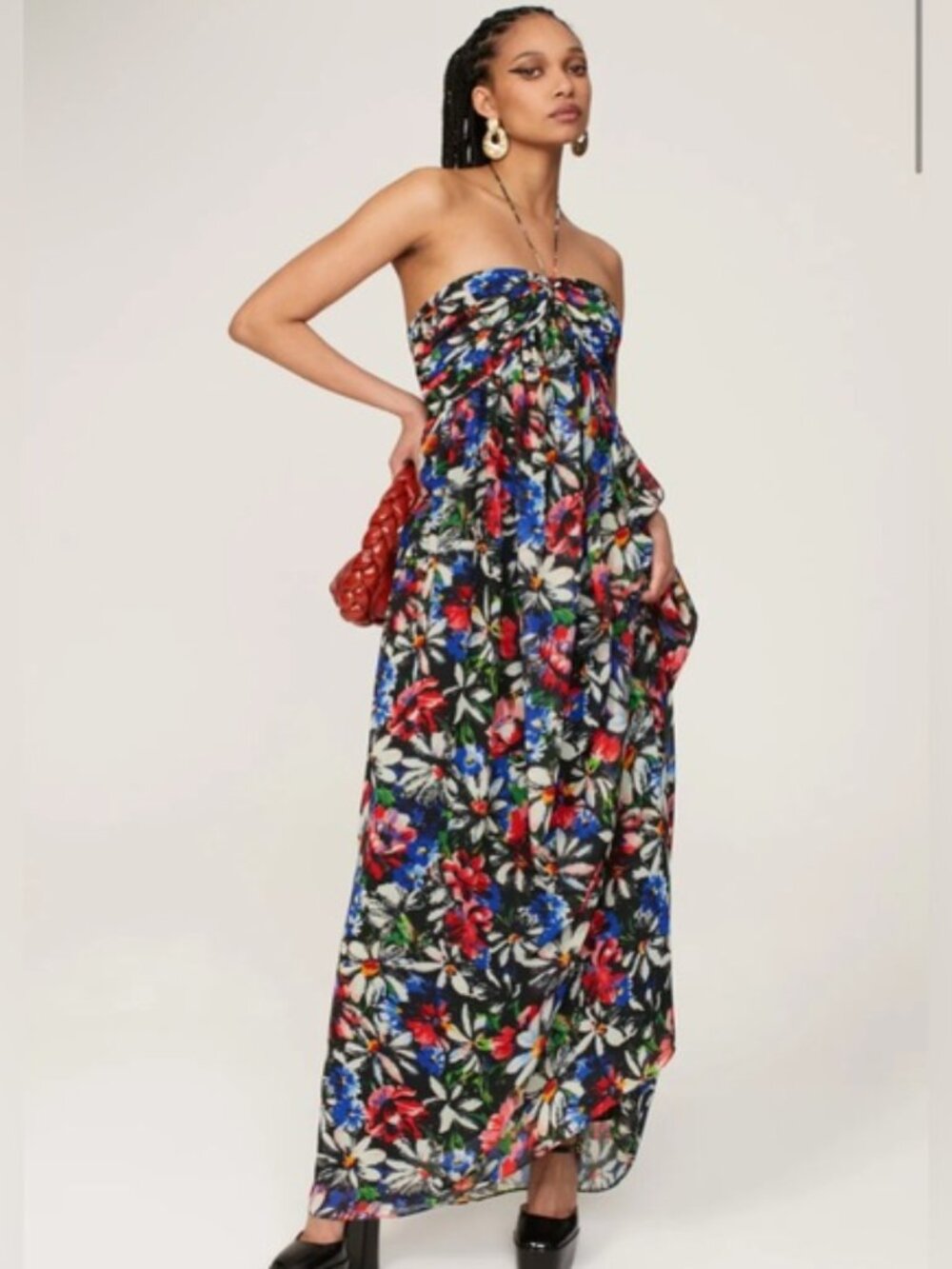 Ronny KOBO Avril Maxi Dress Chiffon Halter in Midnight Floral -Summer Party Gown